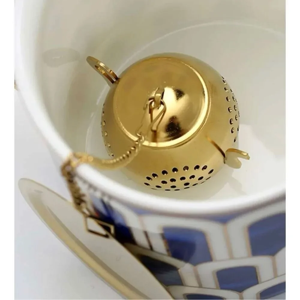 Stainless steel mini gold tea pot tea leaf filter